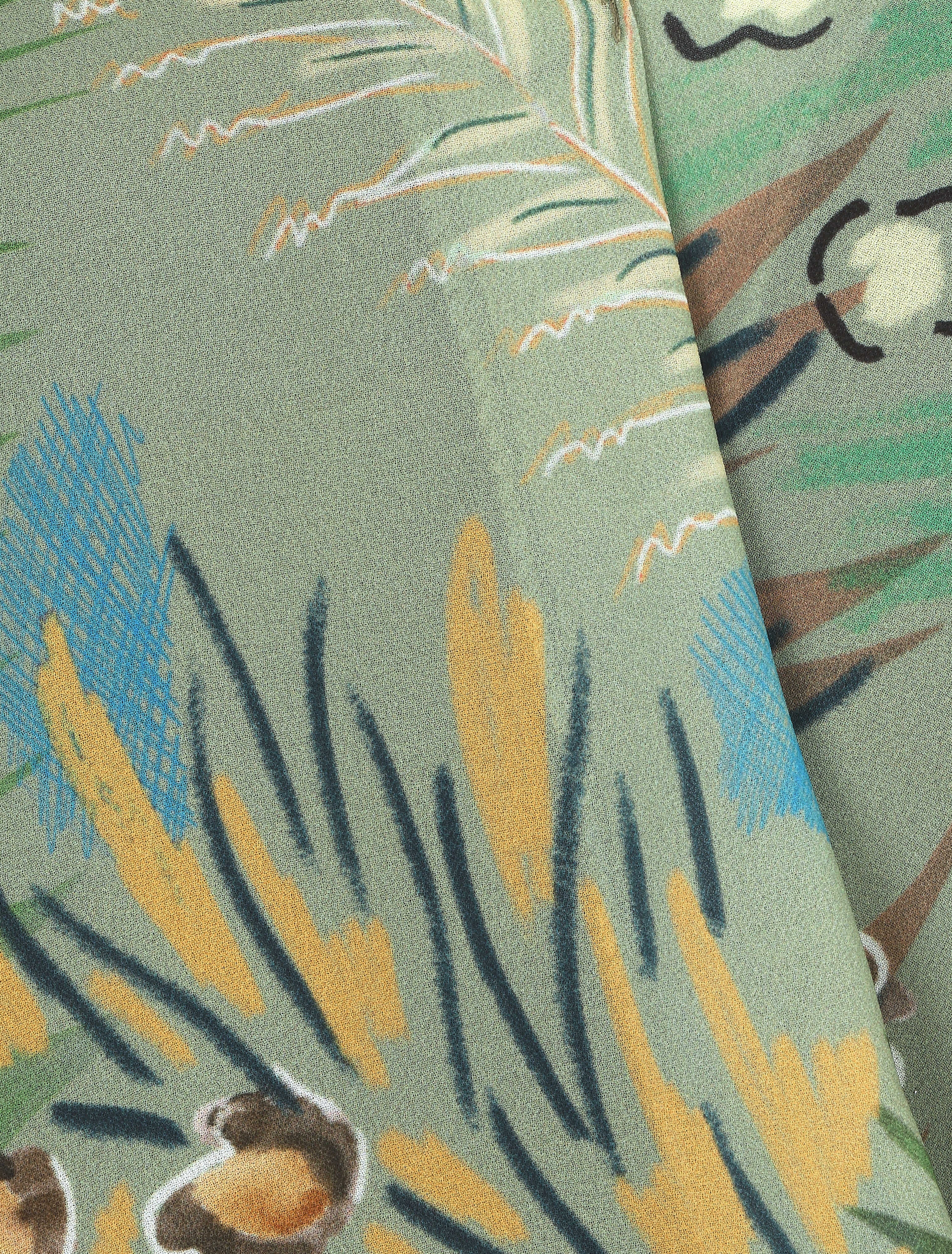 Blouse en voile imprimé tropical - Kaki - 3