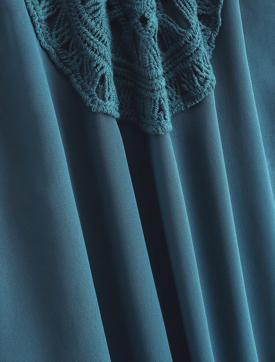 Top uni sans manches dos en crochet - Bleu canard - 3