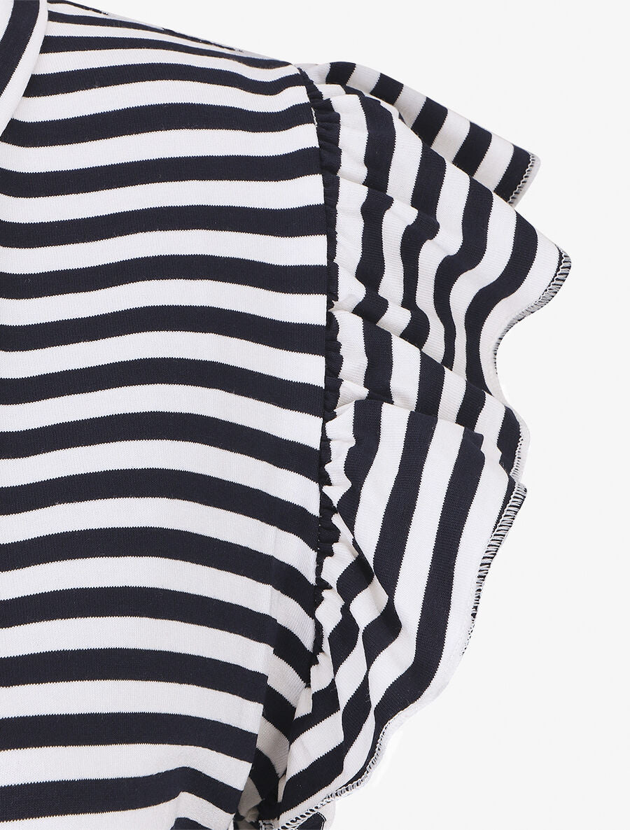 Top droit à rayures et sautoir - Bleu nuit - 3