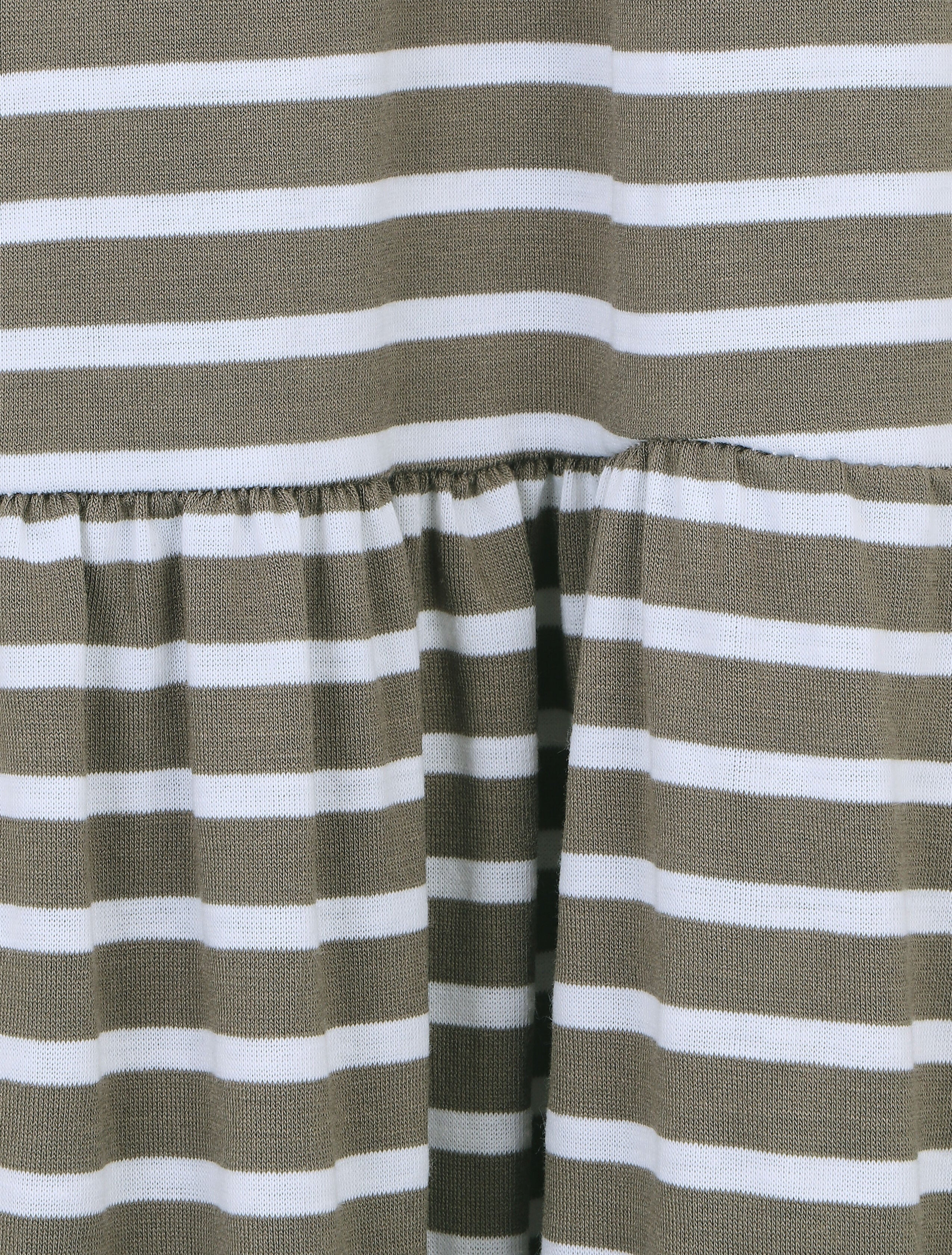 Robe imprimé rayures à taille élastiquée - Kaki - 3