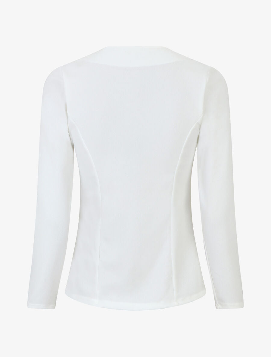 Veste fluide unie col cascade - Blanc - 2