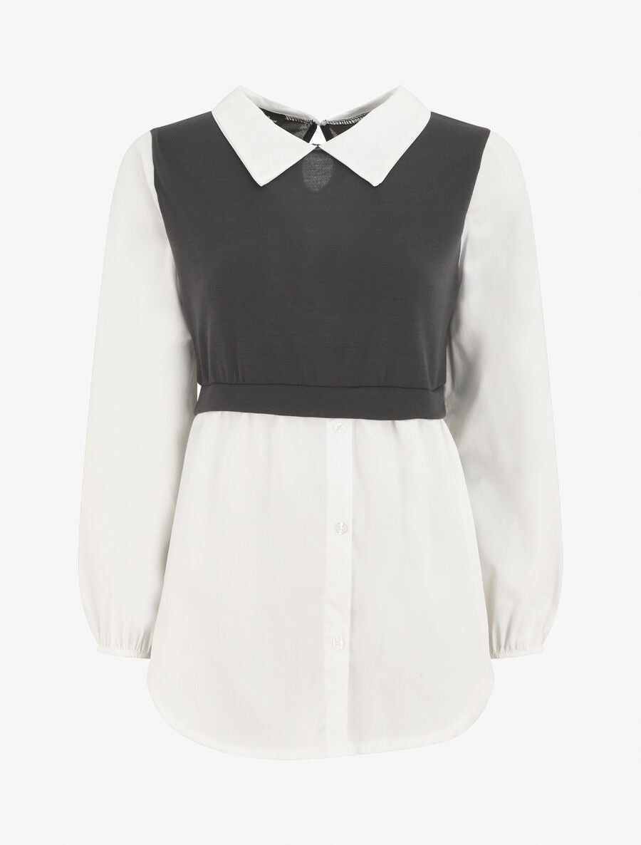 Pull à chemise en trompe l&