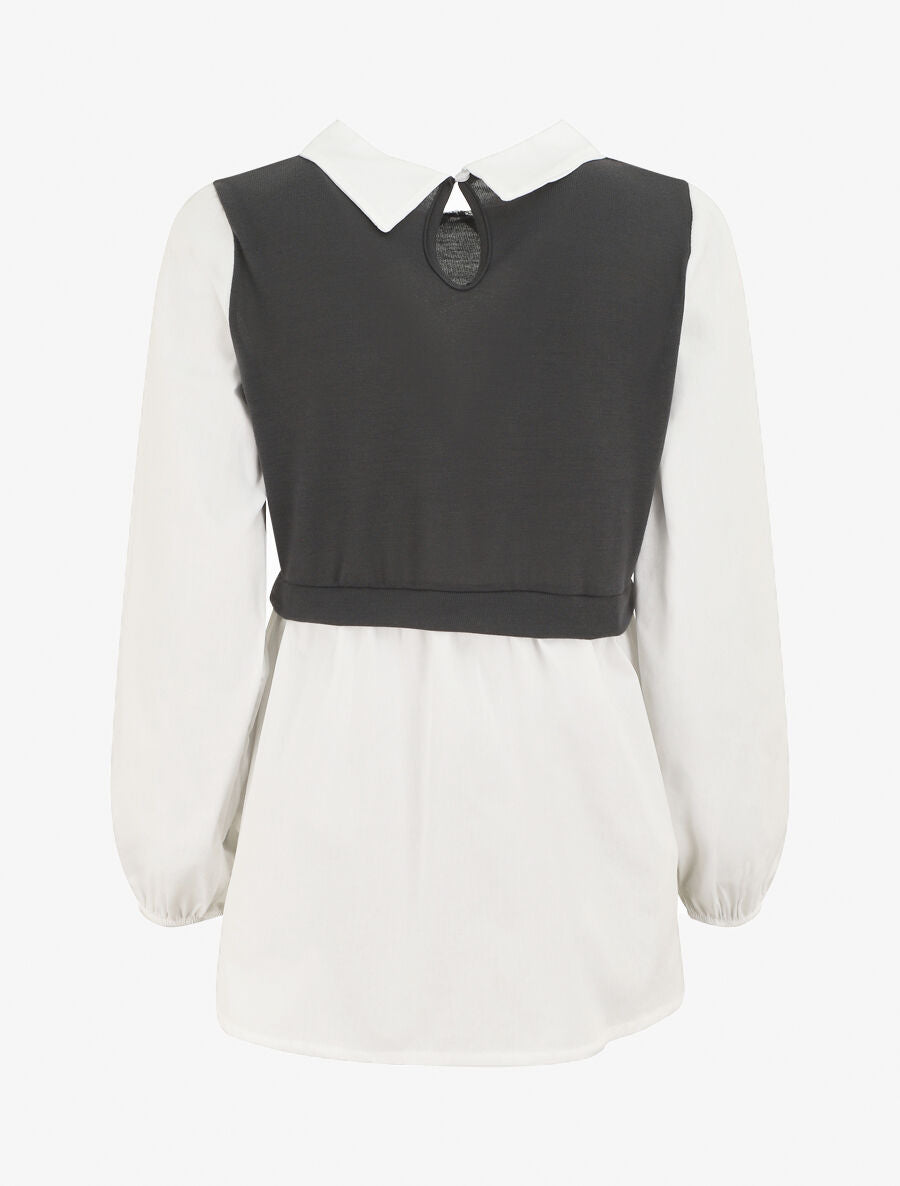 Pull à chemise en trompe l&