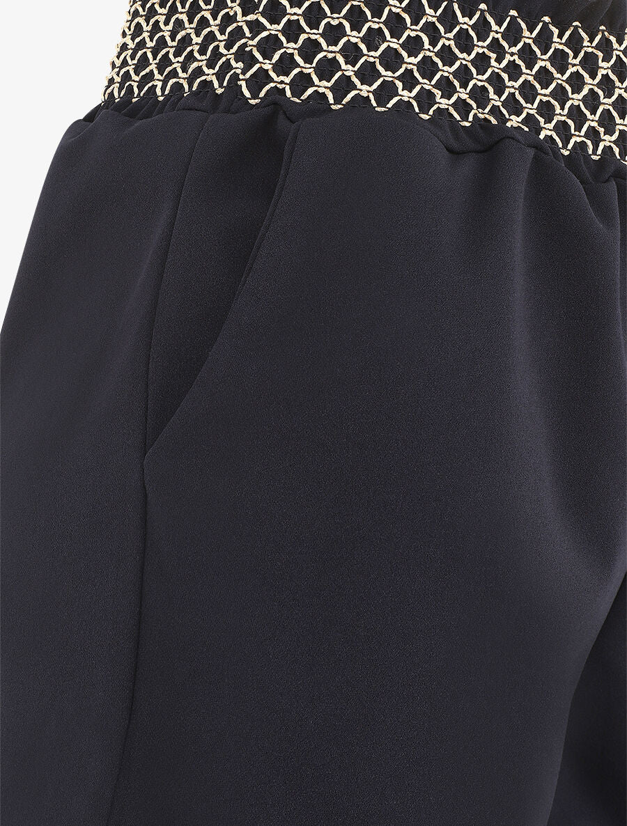 Short à taille élastiquée et à revers - Marine - 3