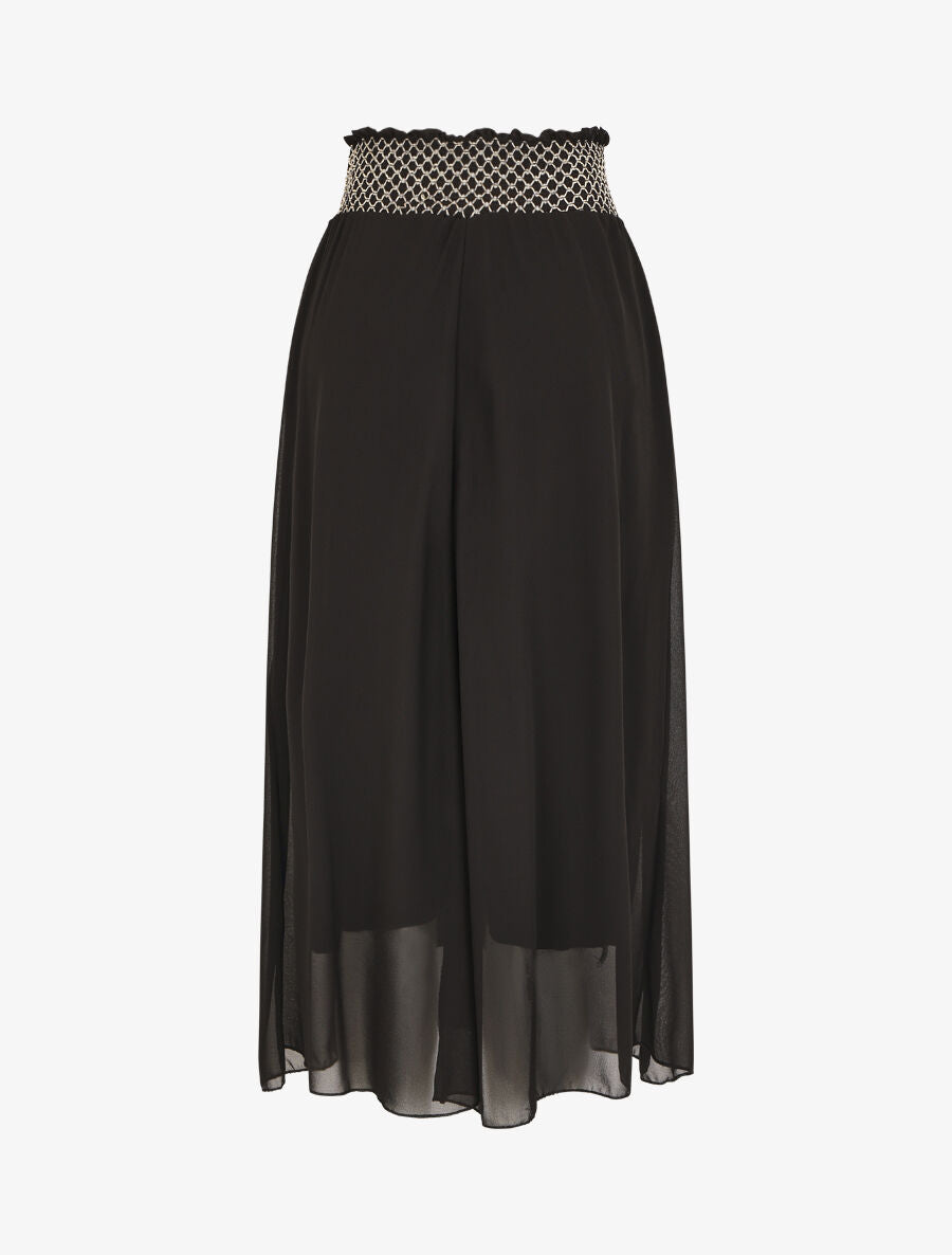 Jupe longue à taille élastiquée stylisée - Noir - 4