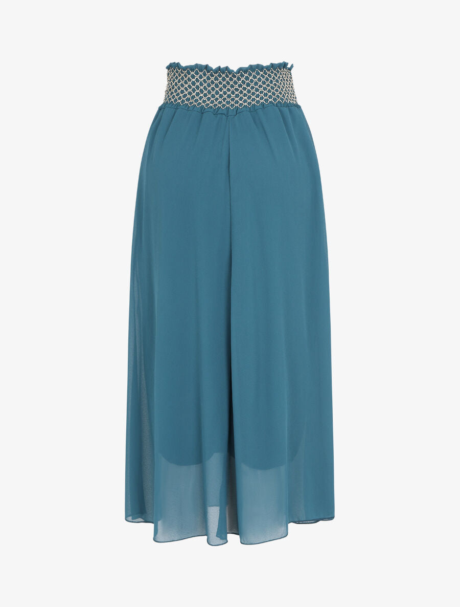 Jupe longue à taille élastiquée stylisée - Bleu canard - 2