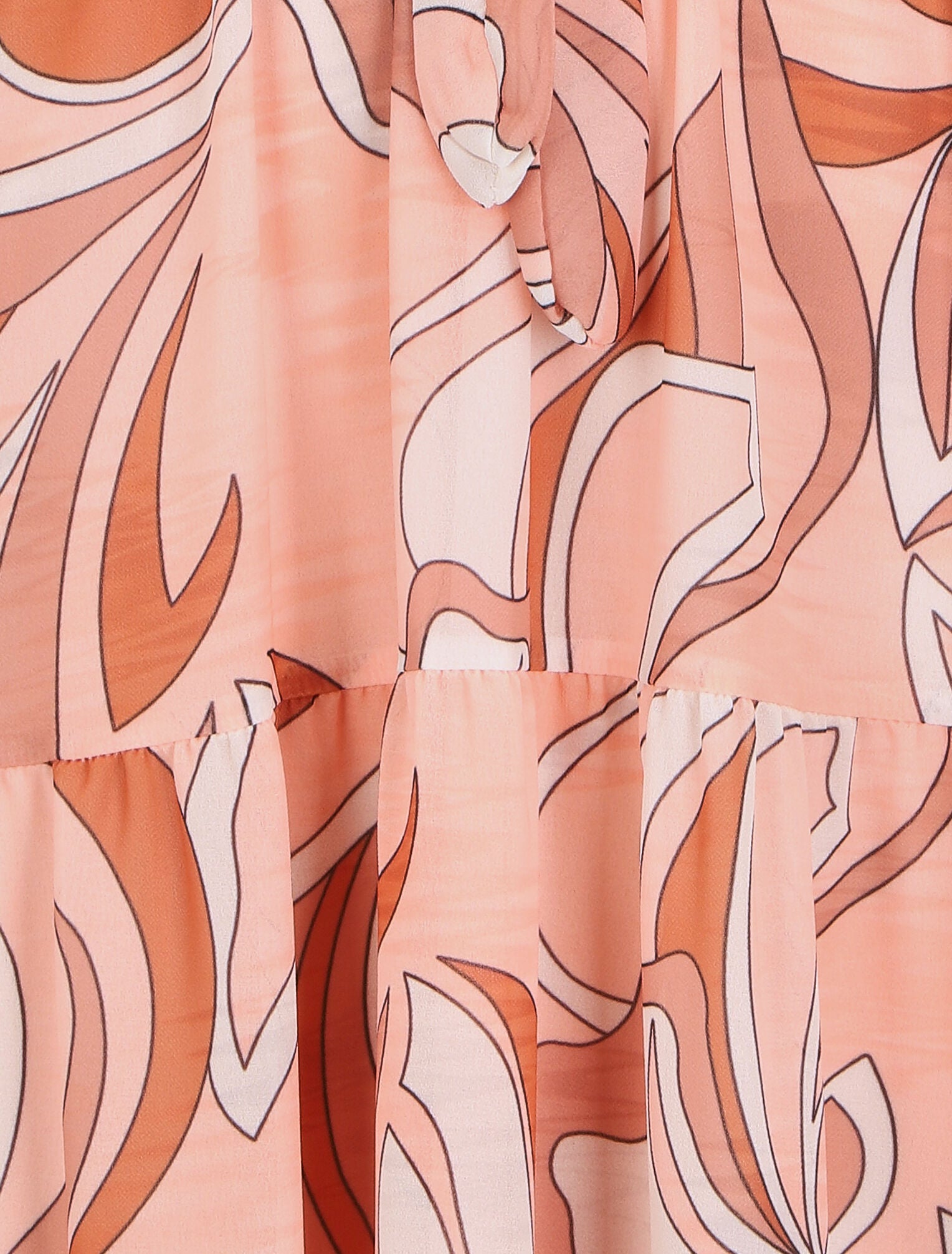 Robe fleurie évasée longue sans manches - Pêche - 3