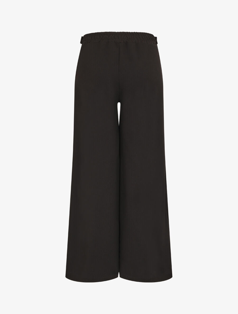 Pantalon fluide uni à boutons décoratifs - Noir - 2