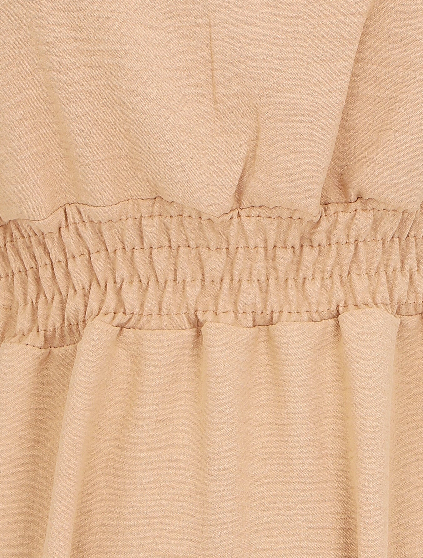 Robe uni à taille élastiquée - Camel - 3