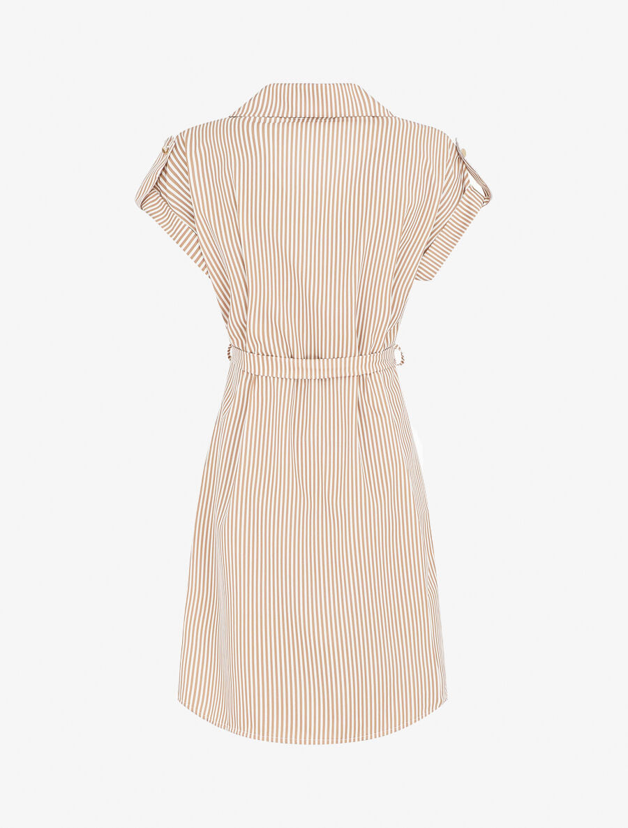Robe chemise imprimé rayures - Camel - 2