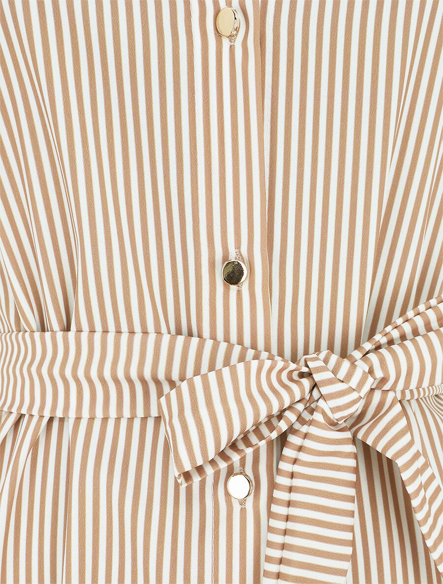 Robe chemise imprimé rayures - Camel - 3