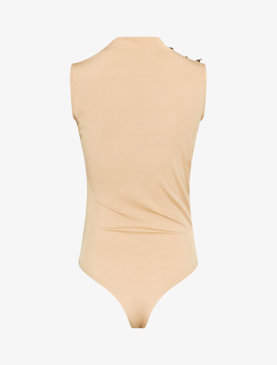 Body sans manches satiné et drapé - Beige - 2