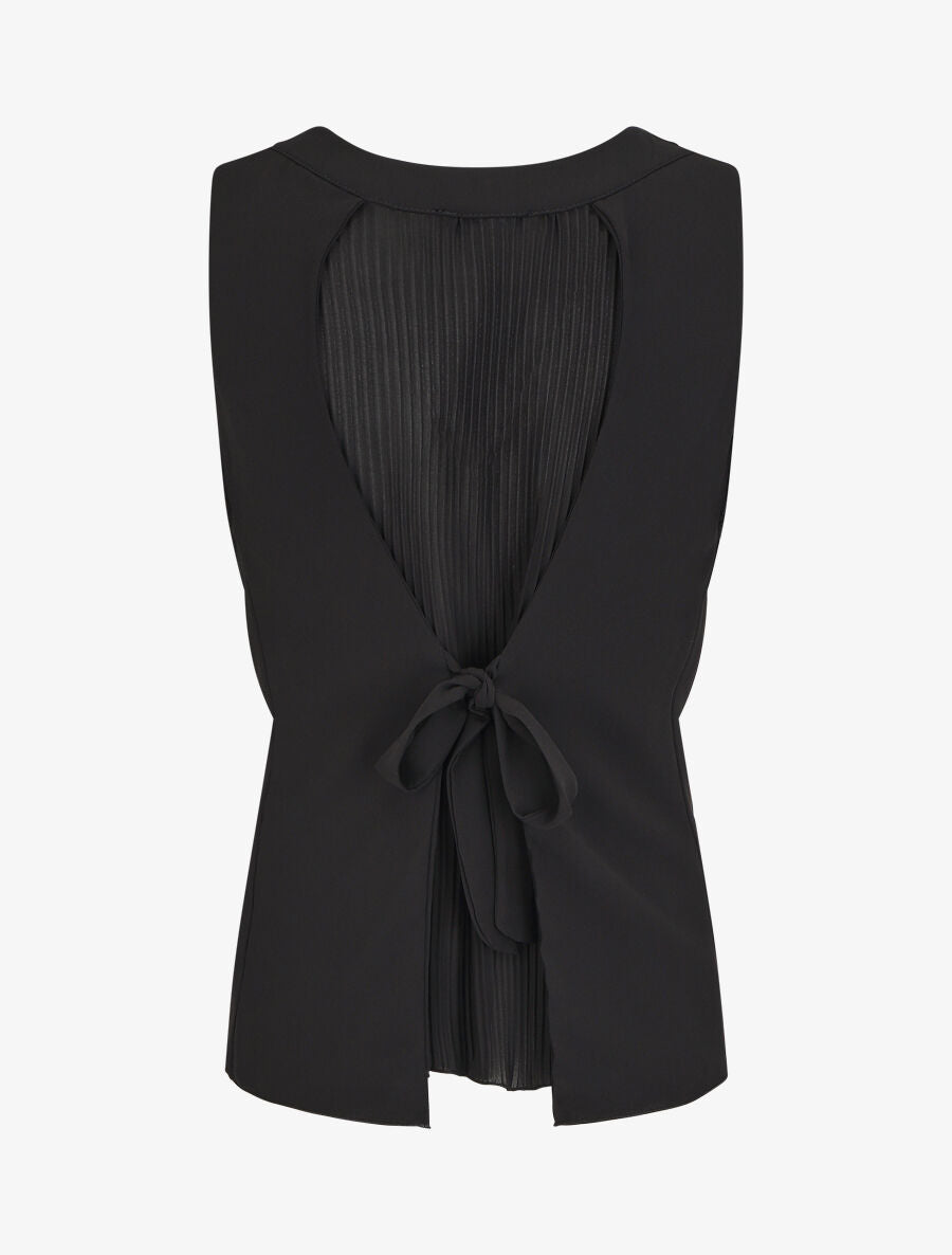 Top sans manches col bénitier et dos plissé - Noir - 2