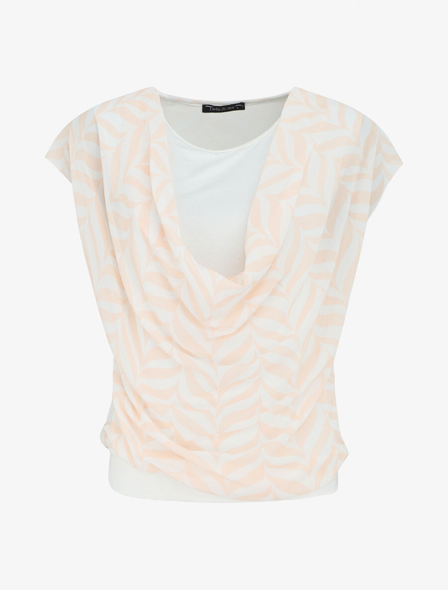 Top coupe droite imprimé graphique - Beige - 1