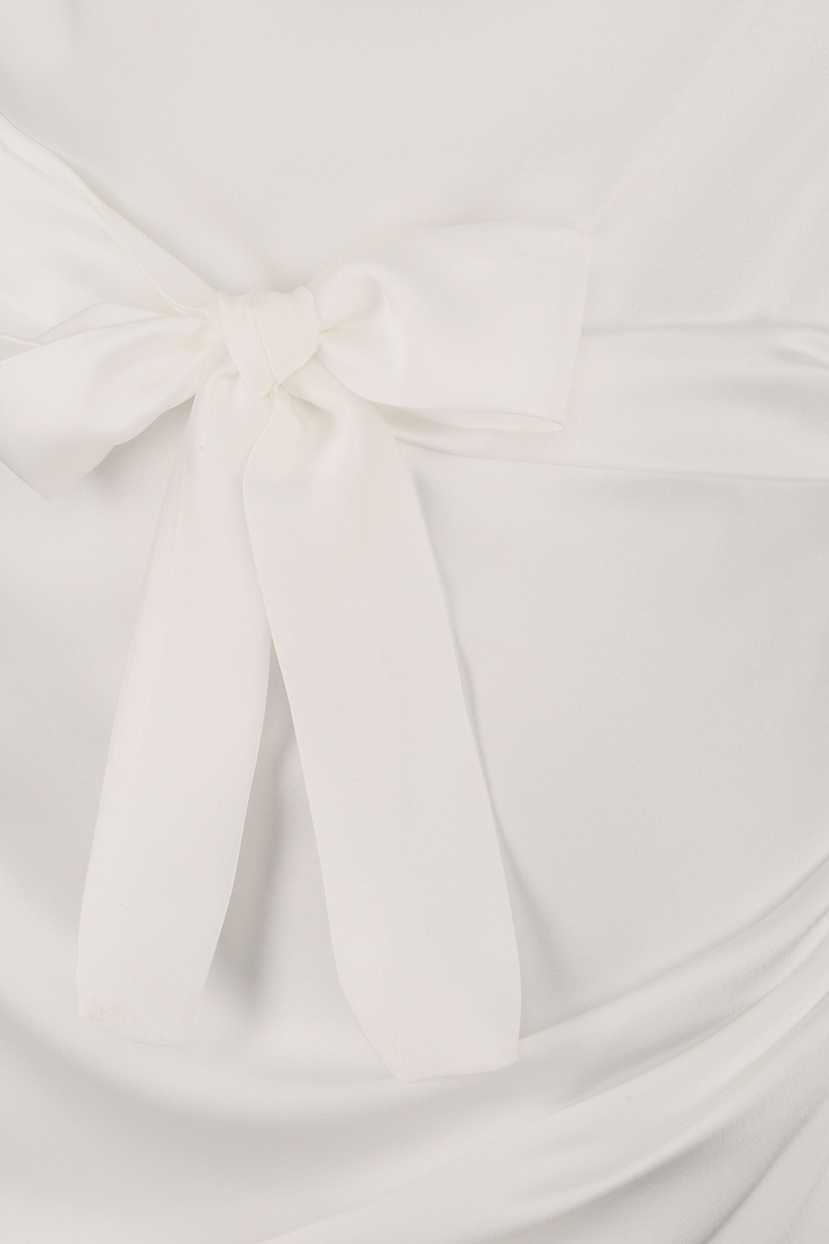 Robe satinée à col bénitier - Blanc - 3