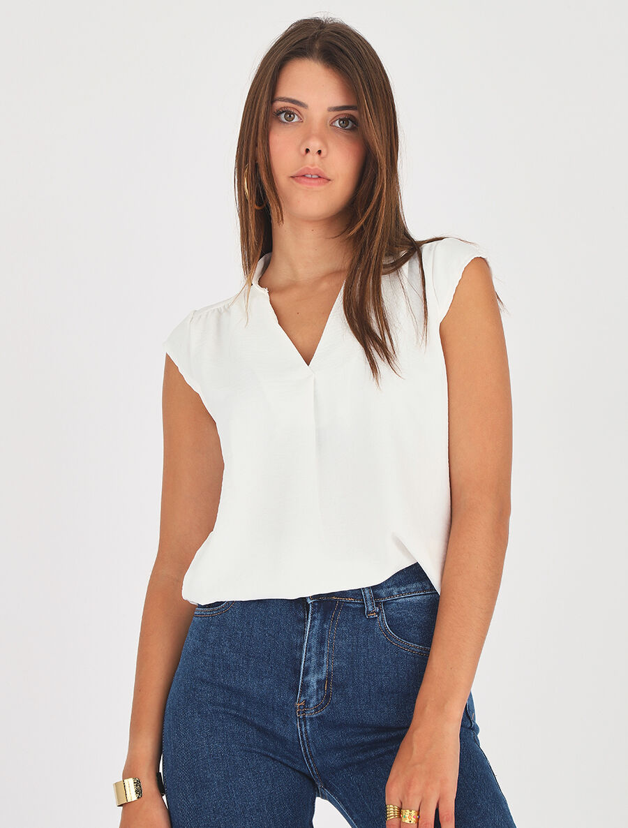 Top uni sans manches - Blanc - 4