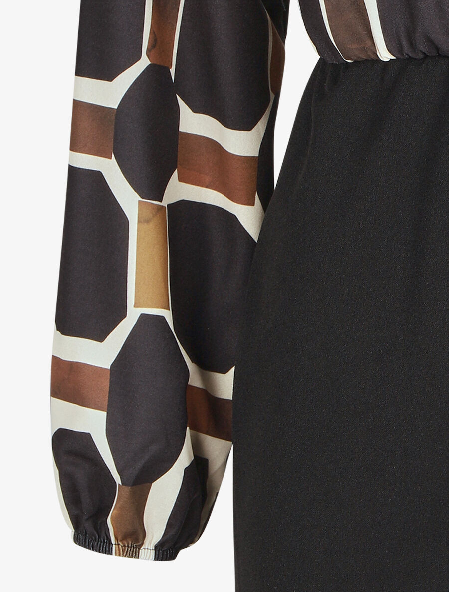 Robe portefeuille ajustée imprimé fantaisie - Noir - 3