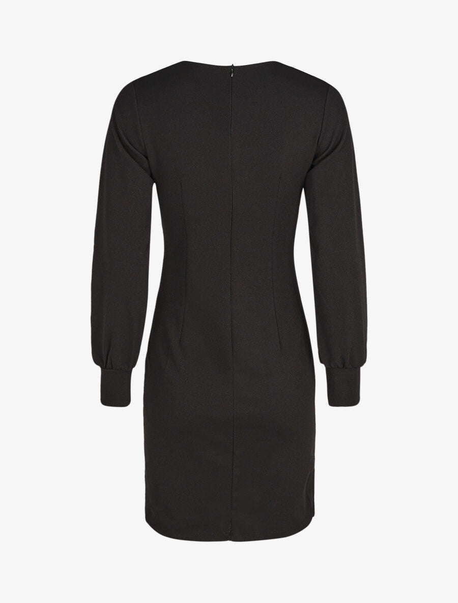 Robe courte ajustée à manches longues - Noir - 2