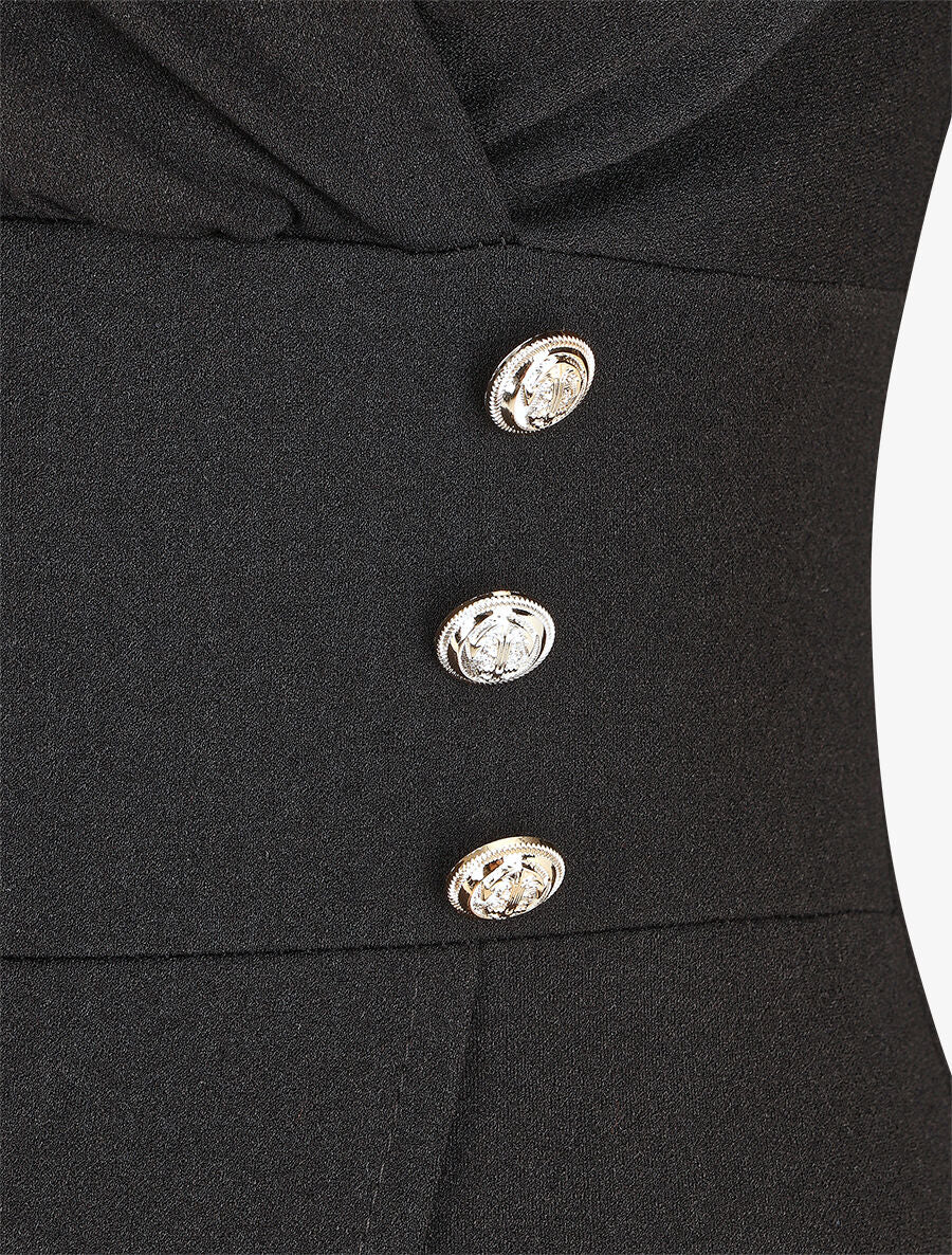 Robe courte ajustée à manches longues - Noir - 3