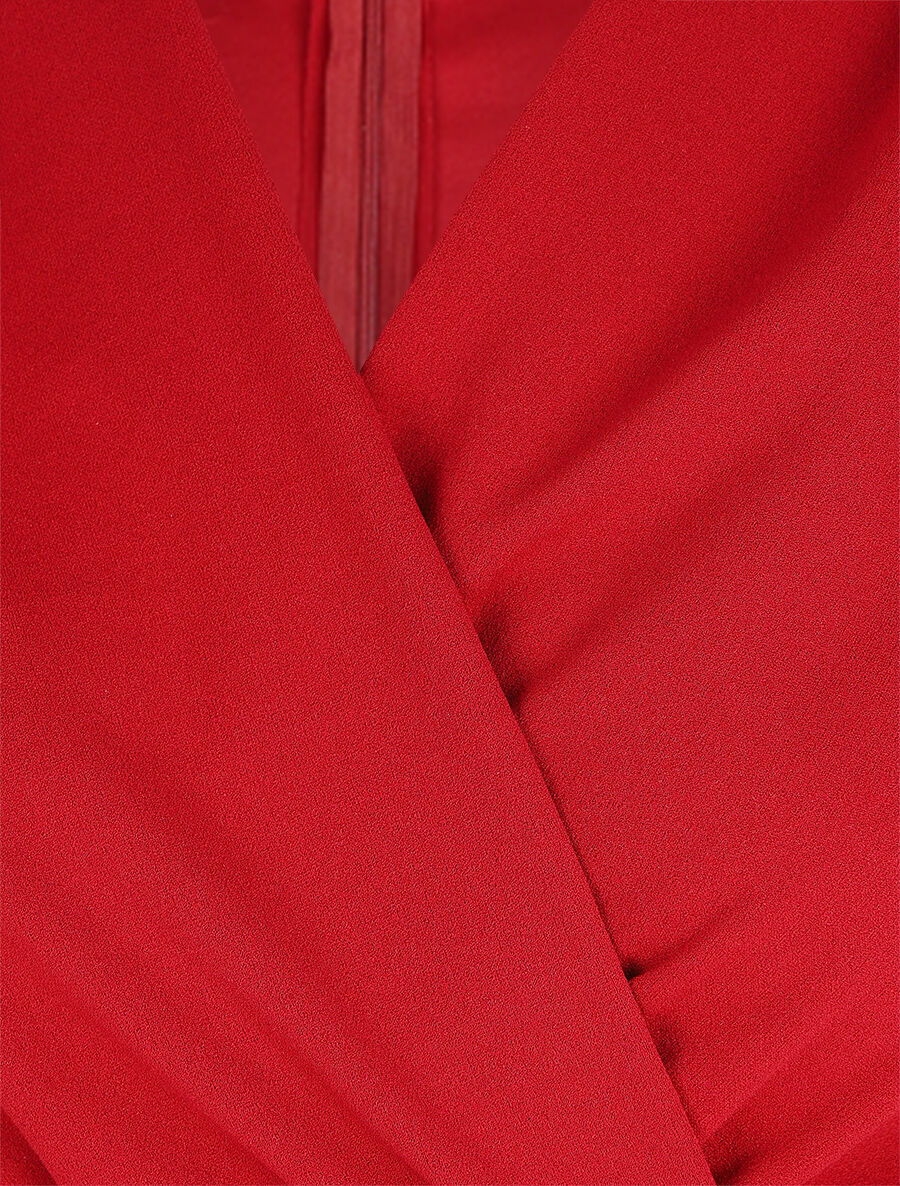 Robe courte ajustée à manches longues - Rouge - 3