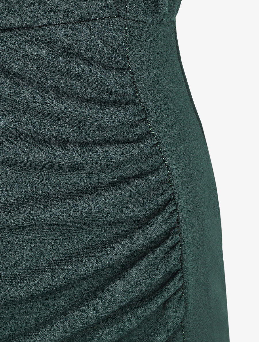 Robe courte drapée sans manches - Vert sapin - 3