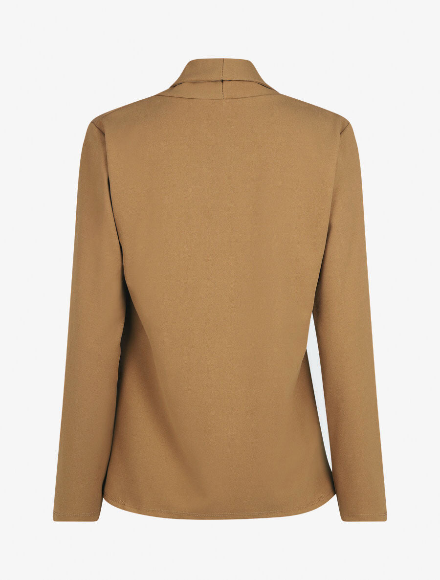 Blazer fin uni coupe droite - Camel - 2
