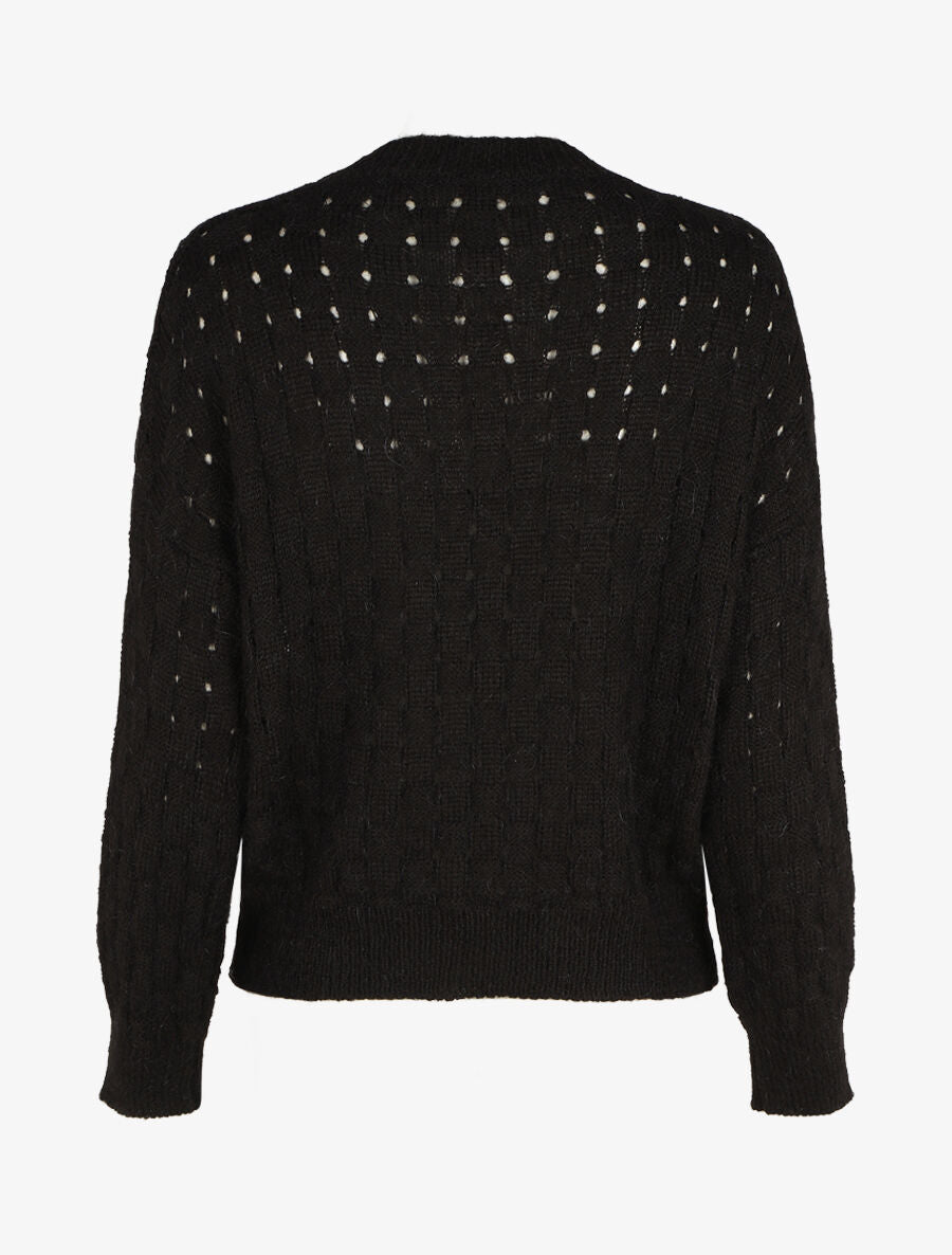 Pull droit maille fantaisie - Noir - 2