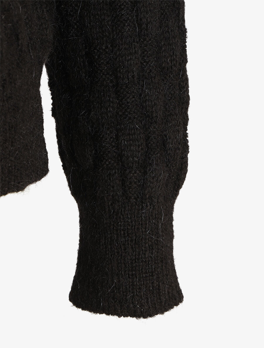 Pull droit maille fantaisie - Noir - 3