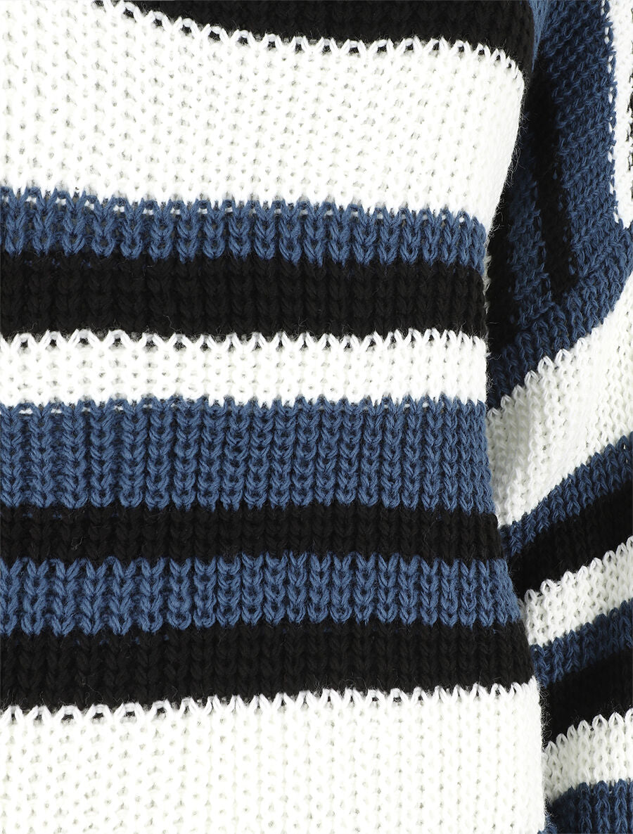 Pull loose à rayures - Bleu - 3