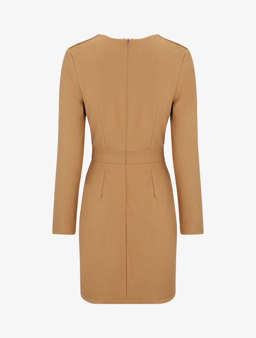 Robe courte ajustée à chaîne - Camel - 2