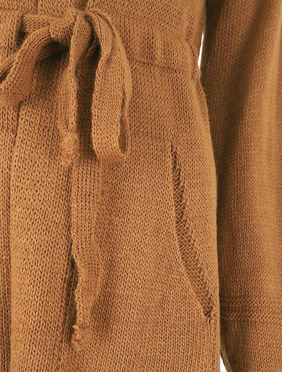 Gilet long à capuche - Camel - 3