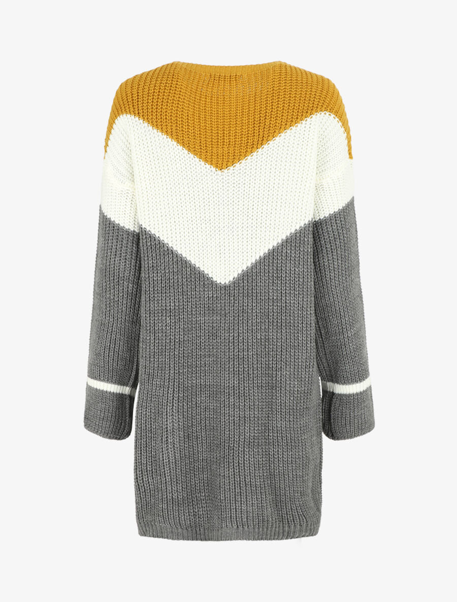 Robe pull ample morif V - Moutarde - 2