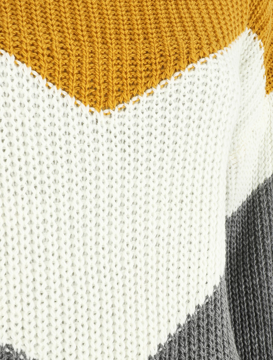 Robe pull ample morif V - Moutarde - 3