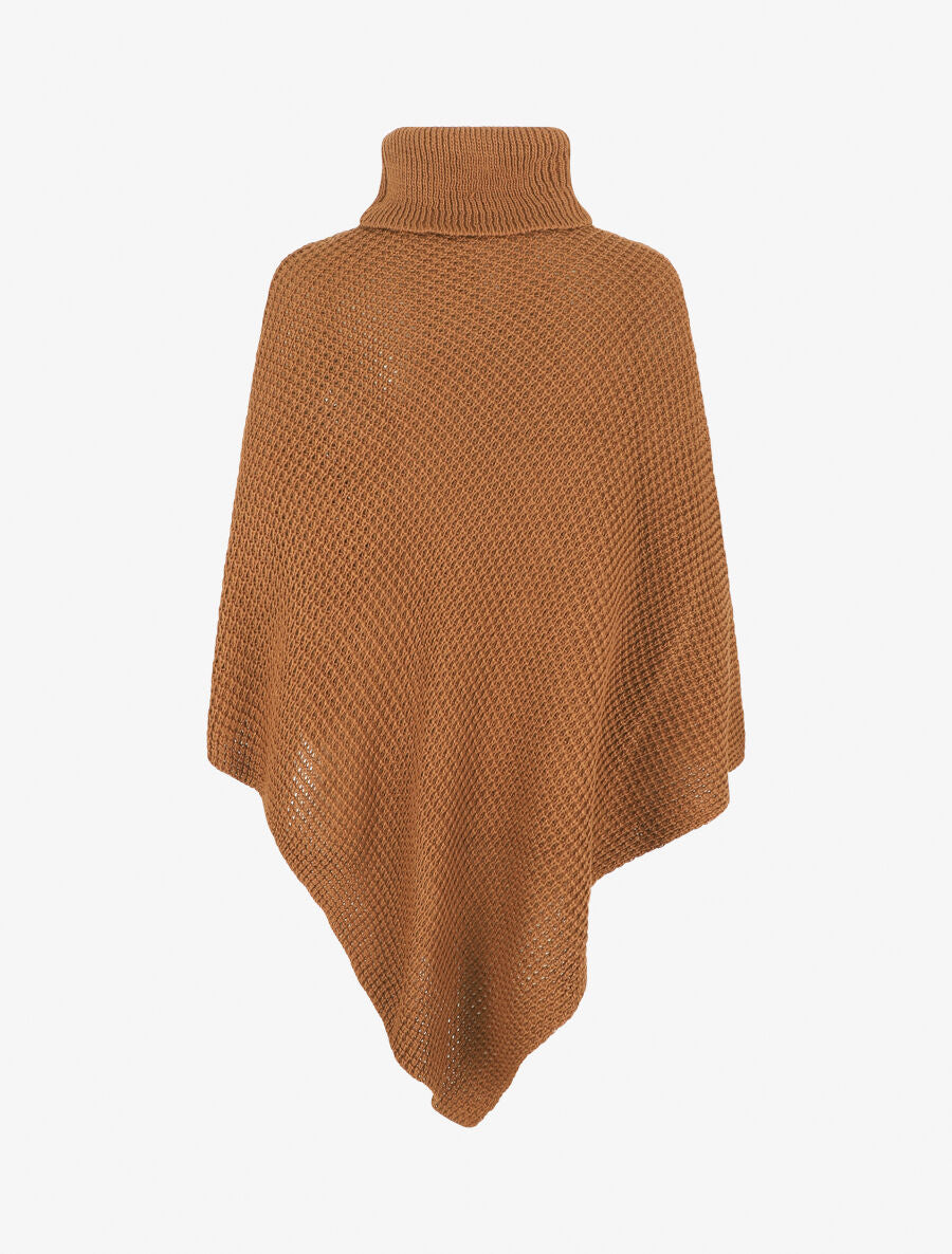 Poncho uni col roulé - Camel - 2