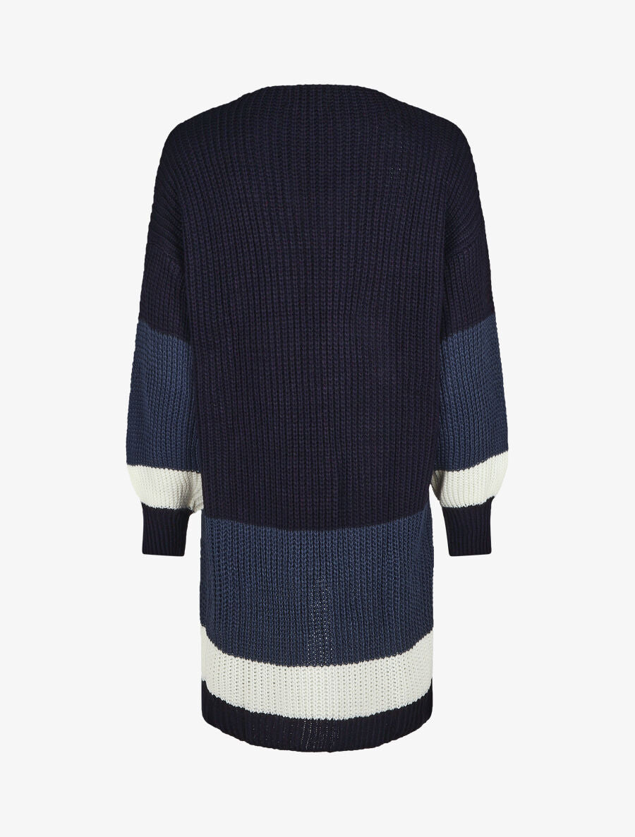 Gilet long rayé manches longues - Marine - 2