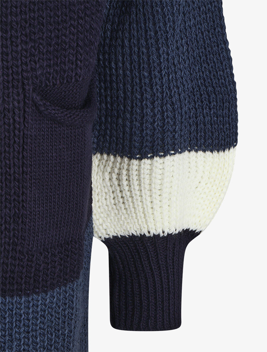 Gilet long rayé manches longues - Marine - 3