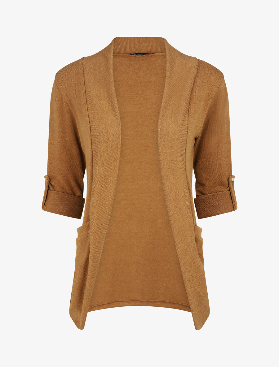 Gilet uni coupe droite - Camel - 1