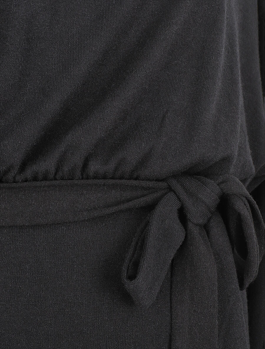 Robe courte unie manches longues - Noir - 3