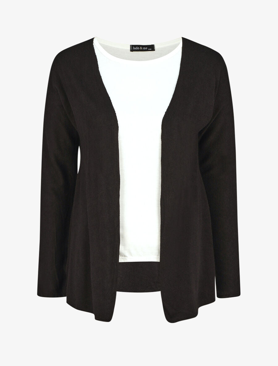 Ensemble gilet et t-shirt bicolore - Noir - 1