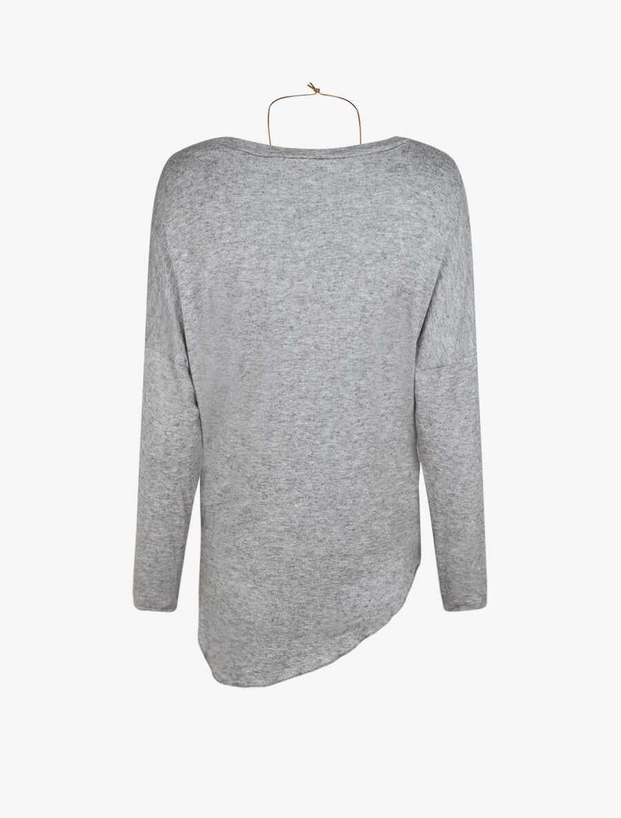 Pull fin uni à nouer - Gris clair - 2