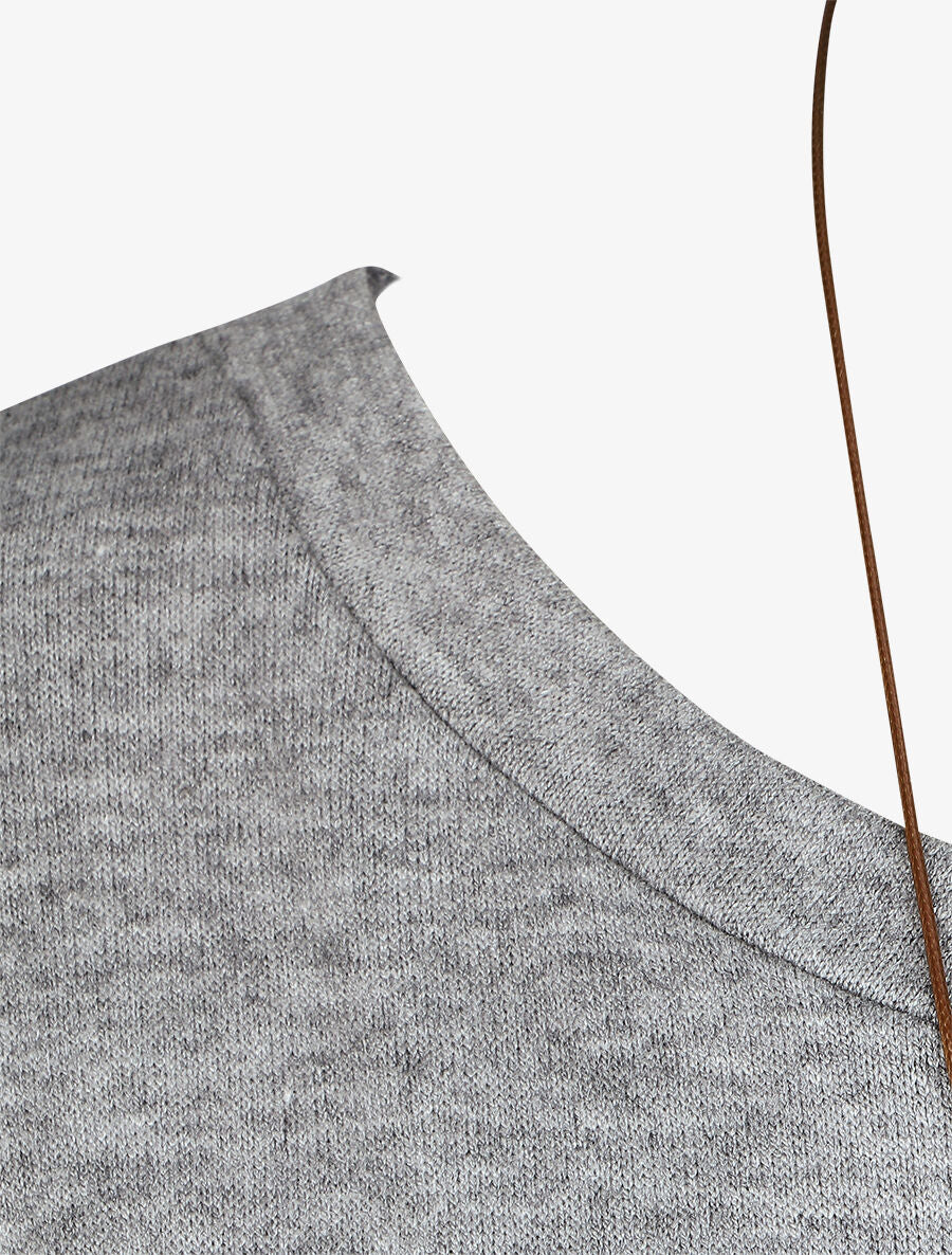 Pull fin uni à nouer - Gris clair - 3