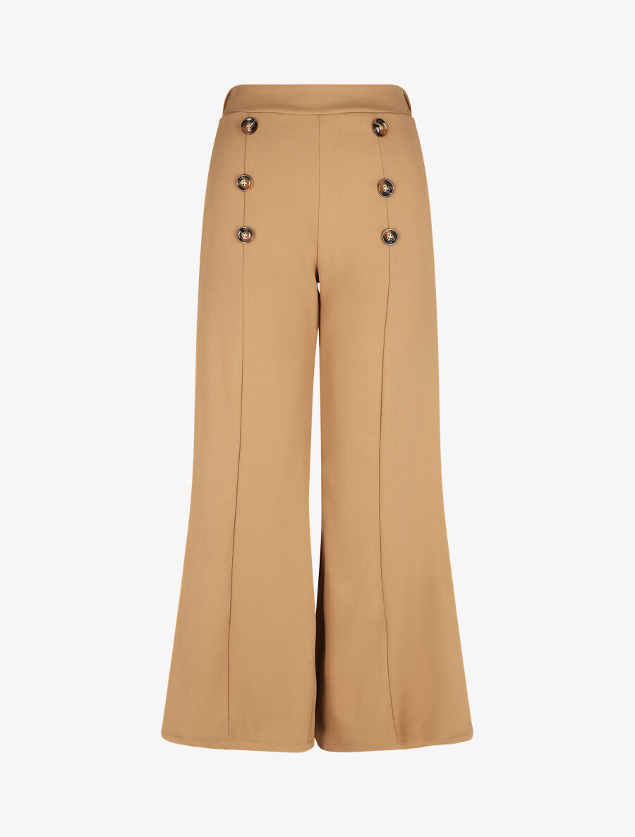 Pantalon à pont ample taille haute - Camel - 1