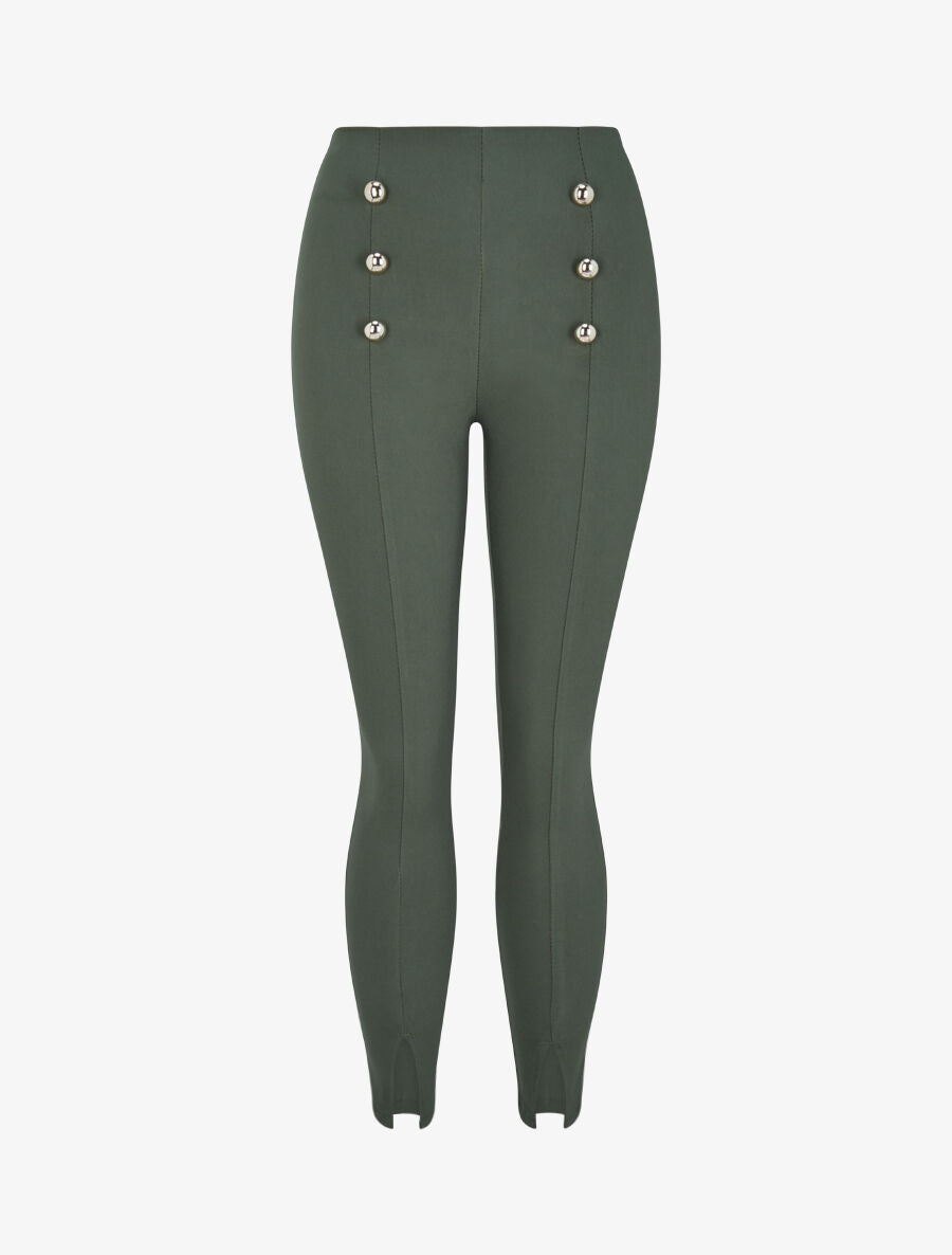 Pantalon à pont à bords fendus - Kaki - 1