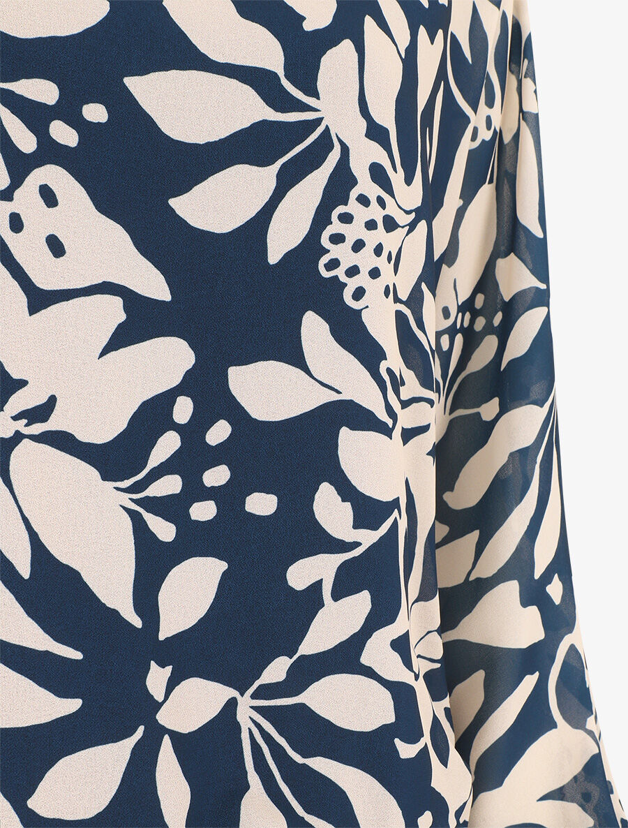 Blouse en voile imprimé fleuri - Marine - 3