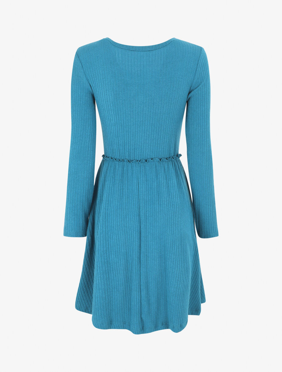 Robe pull longue unie - Bleu canard - 2