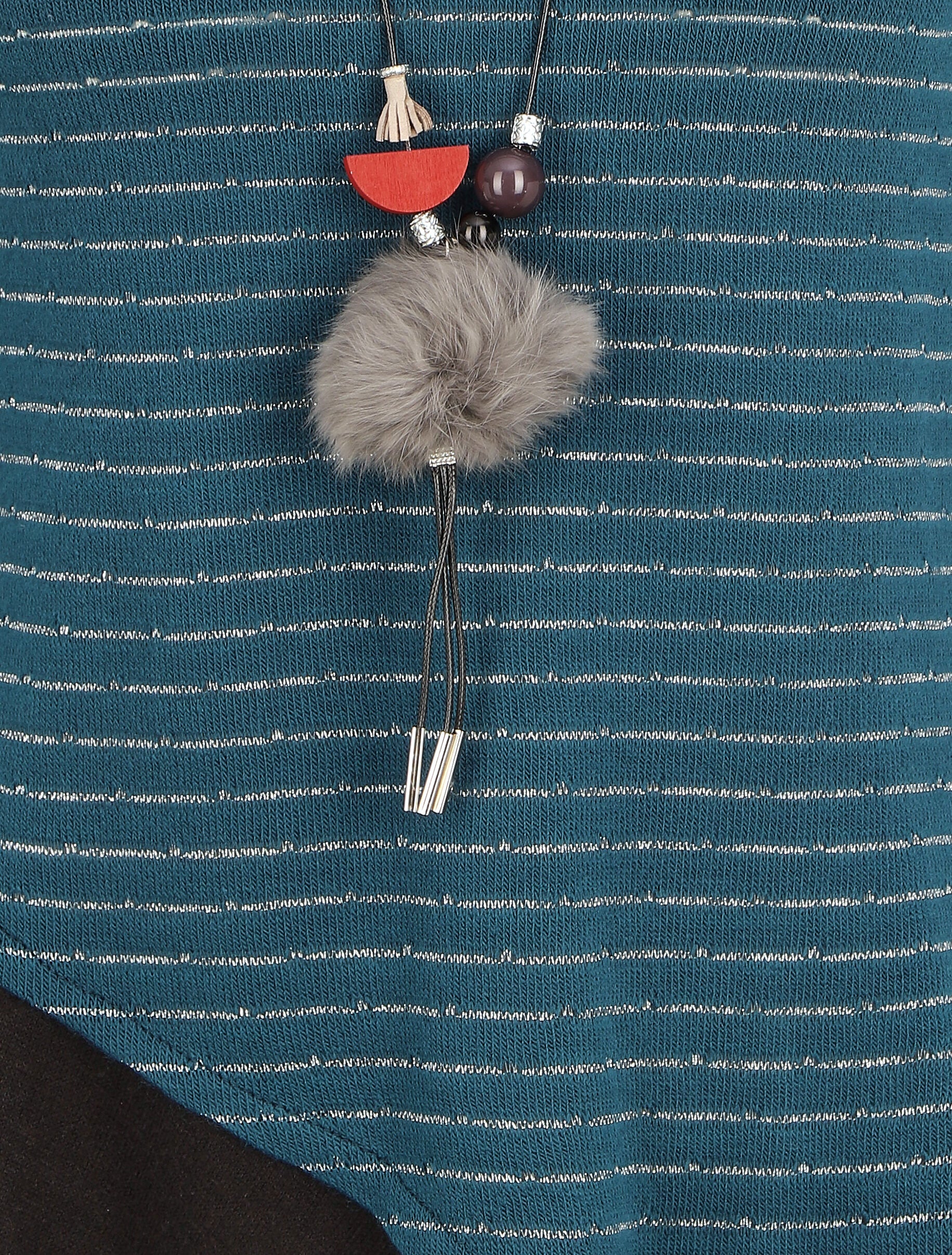 Pull droit rayé bords à volants - Bleu canard - 3