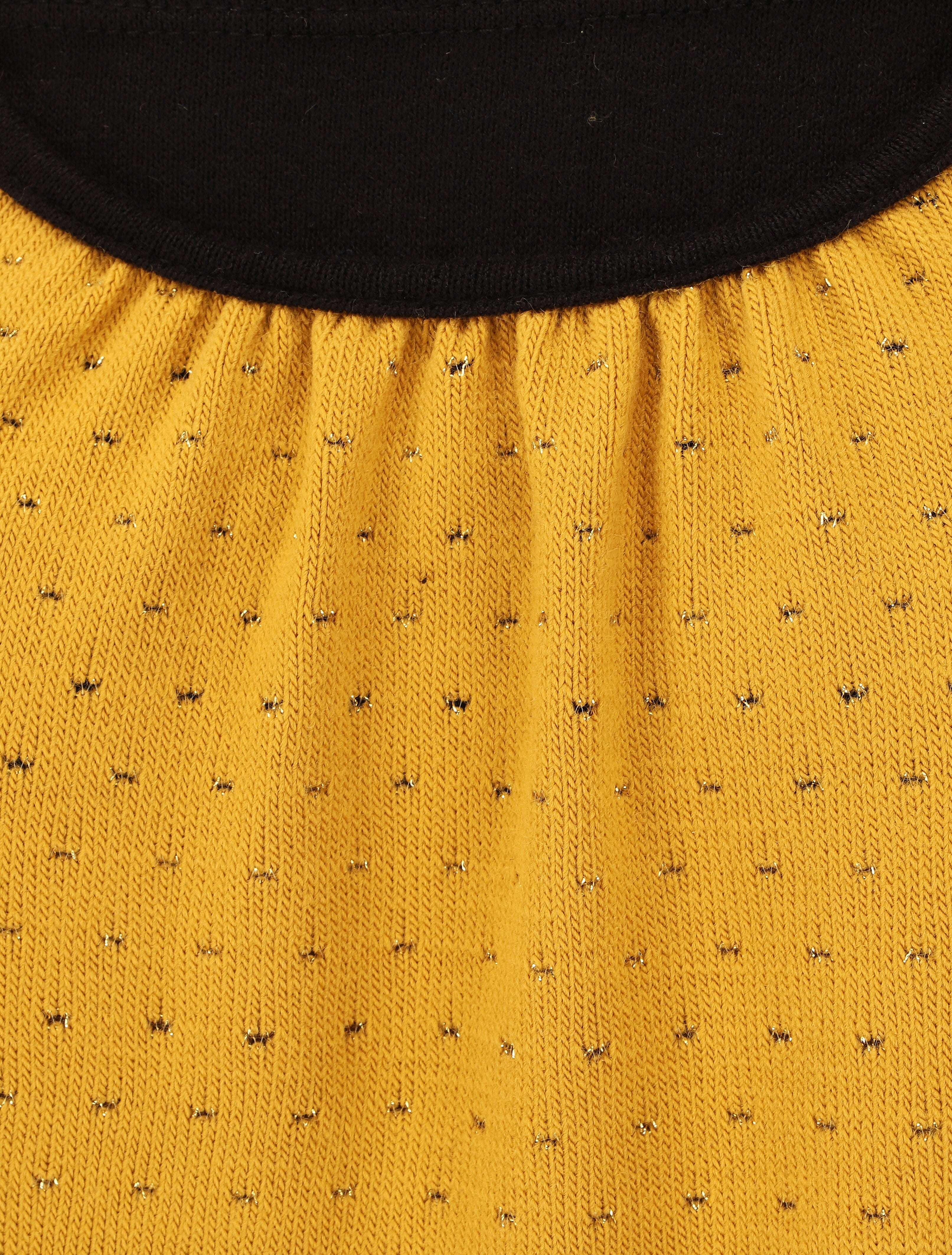 Pull uni à détail irisé - Jaune moutarde - 3