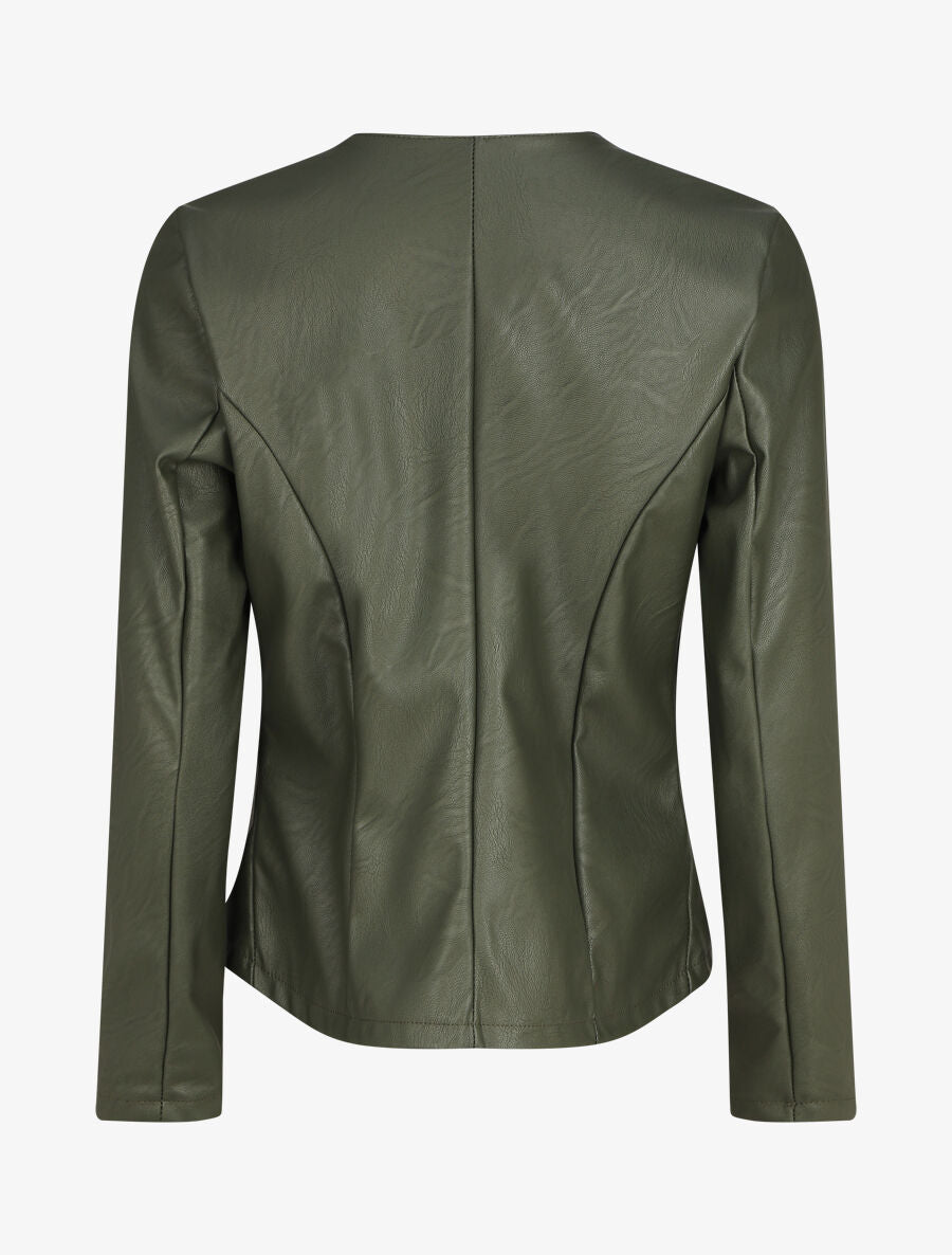 Veste classique en simili - Kaki - 2