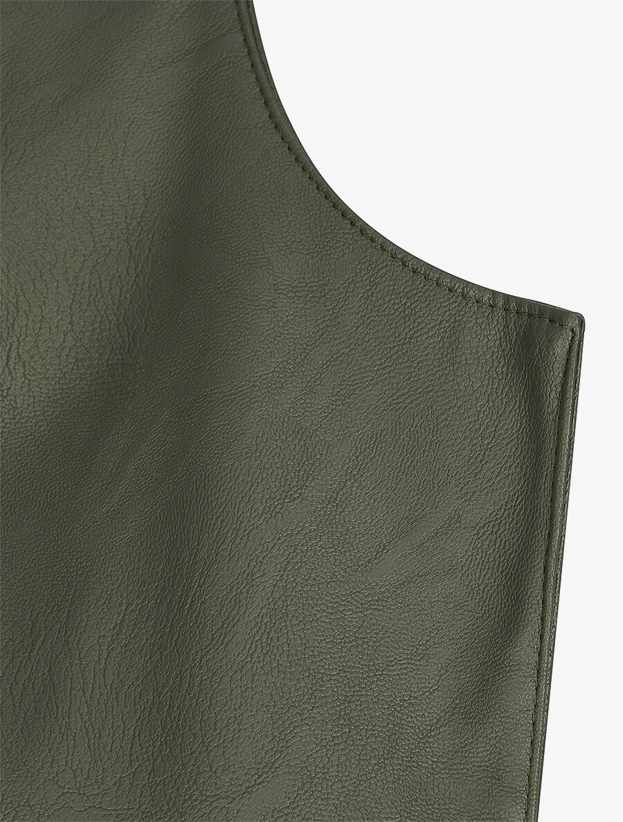 Veste classique en simili - Kaki - 3