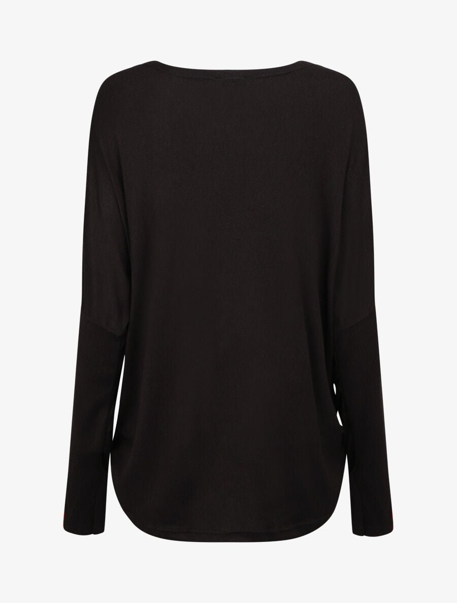Pull ample motif plumes irisées - Noir - 2